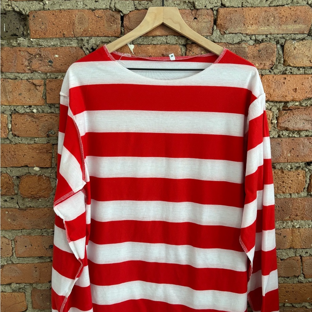 Handmade Red and White Striped Sweater